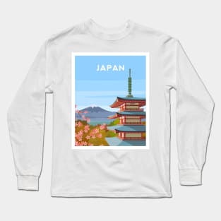 Japan - Mount Fuji and Chureito Pagoda Long Sleeve T-Shirt